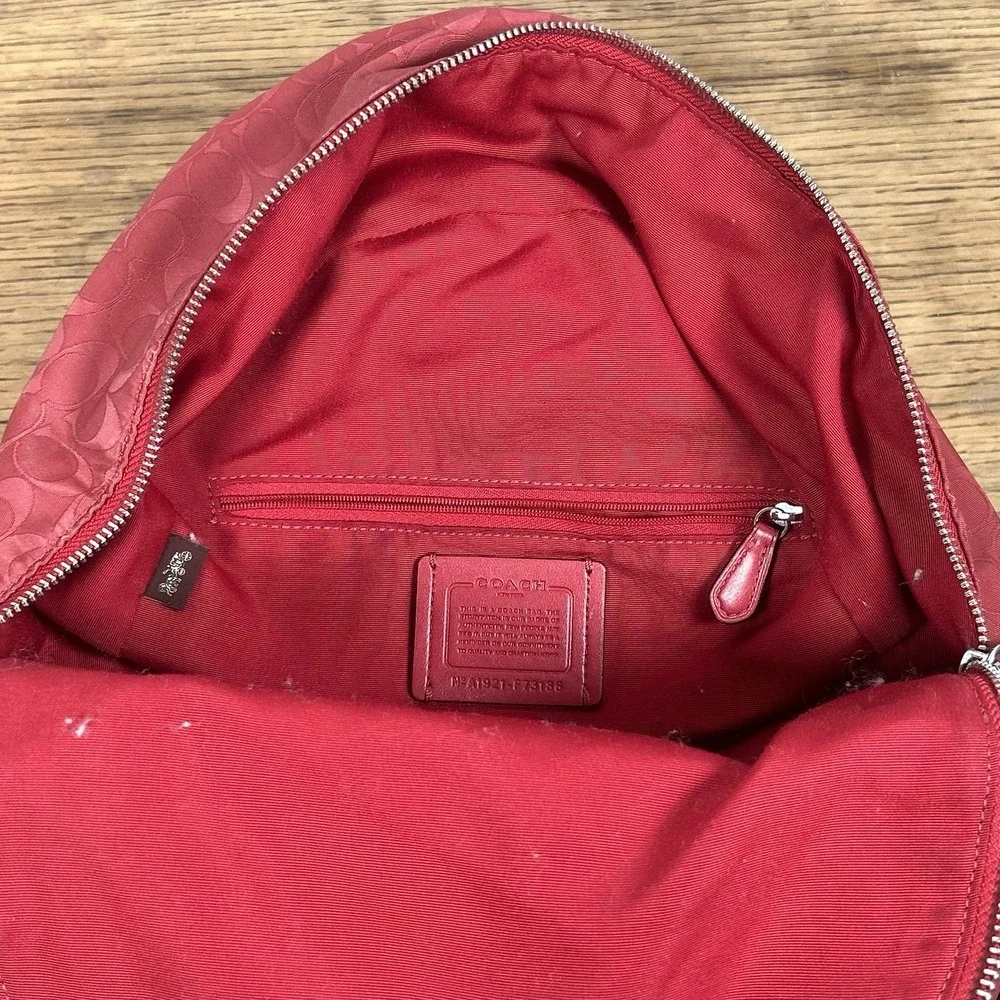Coach Red Canvas Leather Backpack with Zipper Accents‎ Gold Hardware READ